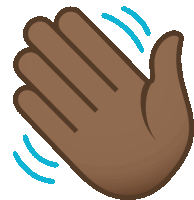 a brown hand with blue lines coming out of it on a white background