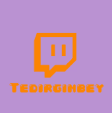 an orange twitch logo on a purple background with the name tedirinbey below it