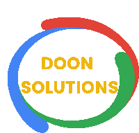 a logo for doon solutions has a circle in the center