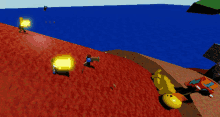 a computer generated image of a video game with a yellow object in the middle