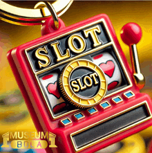 a red slot machine with the words slot on the front