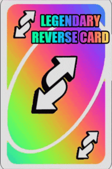 a rainbow colored card that says legendary reverse card on it