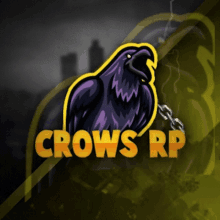 a logo for crows rp with a purple bird