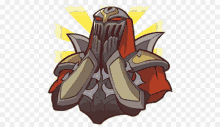 a cartoon drawing of a knight covering his face