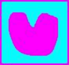 a pink heart is sitting on top of a blue and pink background .