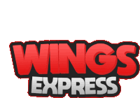 a logo for wings express that is red and white