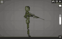 a pixel art drawing of a soldier holding a gun