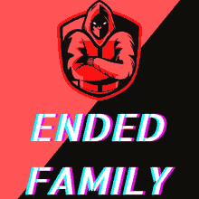 a red and black logo with the words ended family