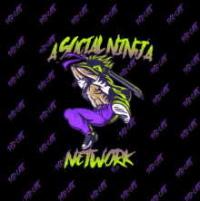 a social ninja network logo with a purple and green ninja