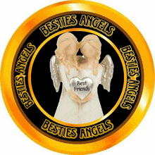 besties angels logo with two angels holding a heart