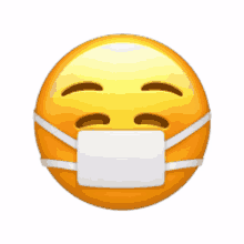 a yellow smiley face with a white mask on it