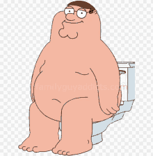 peter griffin from family guy is sitting on a toilet without a shirt