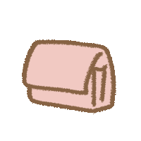 a cartoon drawing of a pink purse with a zipper