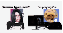 a picture of billie eilish and a picture of a cat playing osu