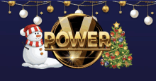 a snowman and a christmas tree with the word power in the middle