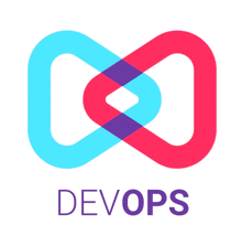 a logo for devops with a purple infinity symbol