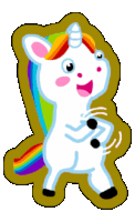 a cartoon of a unicorn with a rainbow mane