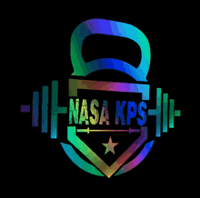 a rainbow colored logo for nasa kps with a star