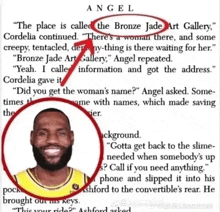 a picture of lebron james on a page of a book called angel