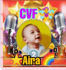 a picture of a baby with the words cvf and aira