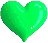 a green heart with the letters a.c. written on it