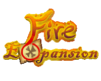 a logo for fire expansion shows a flame and a map