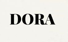 a white background with the word dora written in black letters