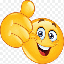 a cartoon smiley face is giving a thumbs up