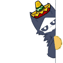 a cartoon cat wearing a sombrero and holding a taco