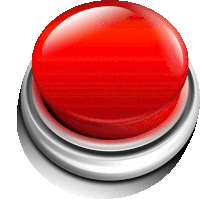 a red button with a silver ring around it on a white background