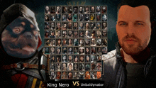 king nero vs unbaldynator is displayed on a game screen