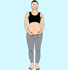 a cartoon of a pregnant woman with a beard holding her belly