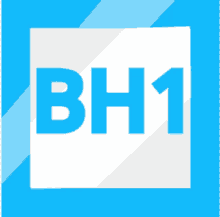 a blue and white logo that says bh1 on a blue background