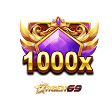 a purple and gold emblem with the words 1000x on it