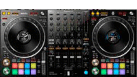 a pioneer dj controller with two turntables and a mixer .