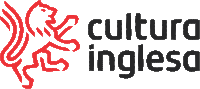 a logo for cultura inglesa has a red lion on it