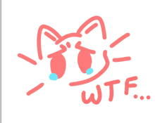 a drawing of a cat with wtf written underneath it