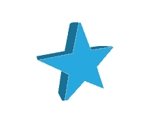 a blue star on a white background has a shadow