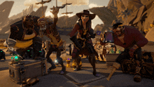 a group of pirate characters are posing for a photo