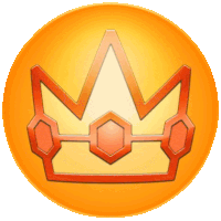 a yellow circle with an orange crown on it