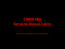 error 503 service unavailable is displayed on a black background