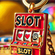 a red slot machine with hearts and a 32k button