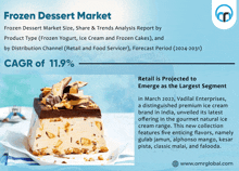 an advertisement for frozen dessert market shows a piece of cake