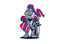 a cartoon knight holding a sword and a shield