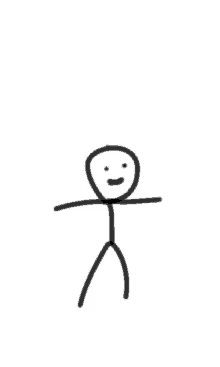 a stick figure with a smile on his face and arms outstretched