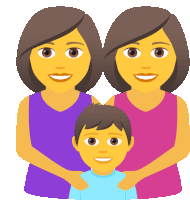 a cartoon drawing of two women and a boy