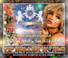 a flyer for a christmas skate jam with a woman on it