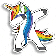 a sticker of a unicorn with a rainbow mane and tail .