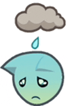 a cartoon character with a sad face and a cloud above his head .