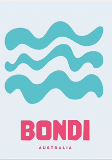 a poster with waves and the word bondi australia on it